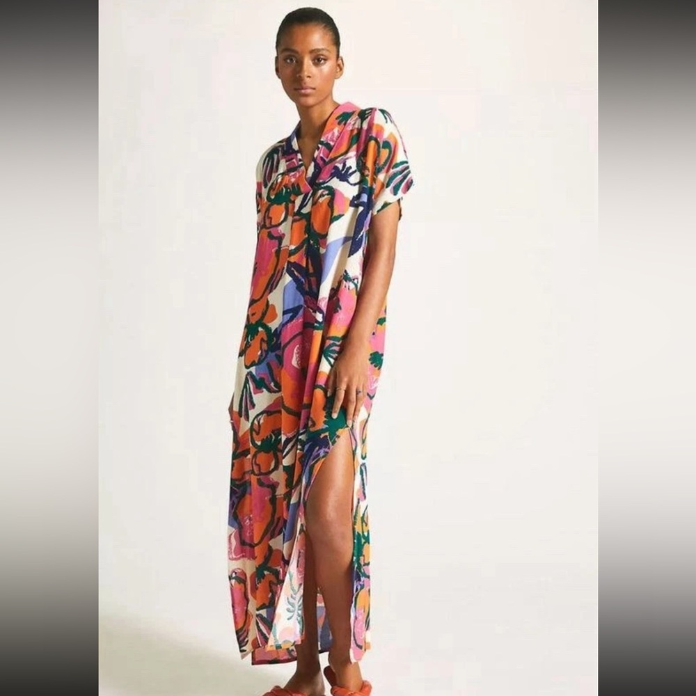 Bel Kazan Anthropologie Allegra Kaftan Dress Floral